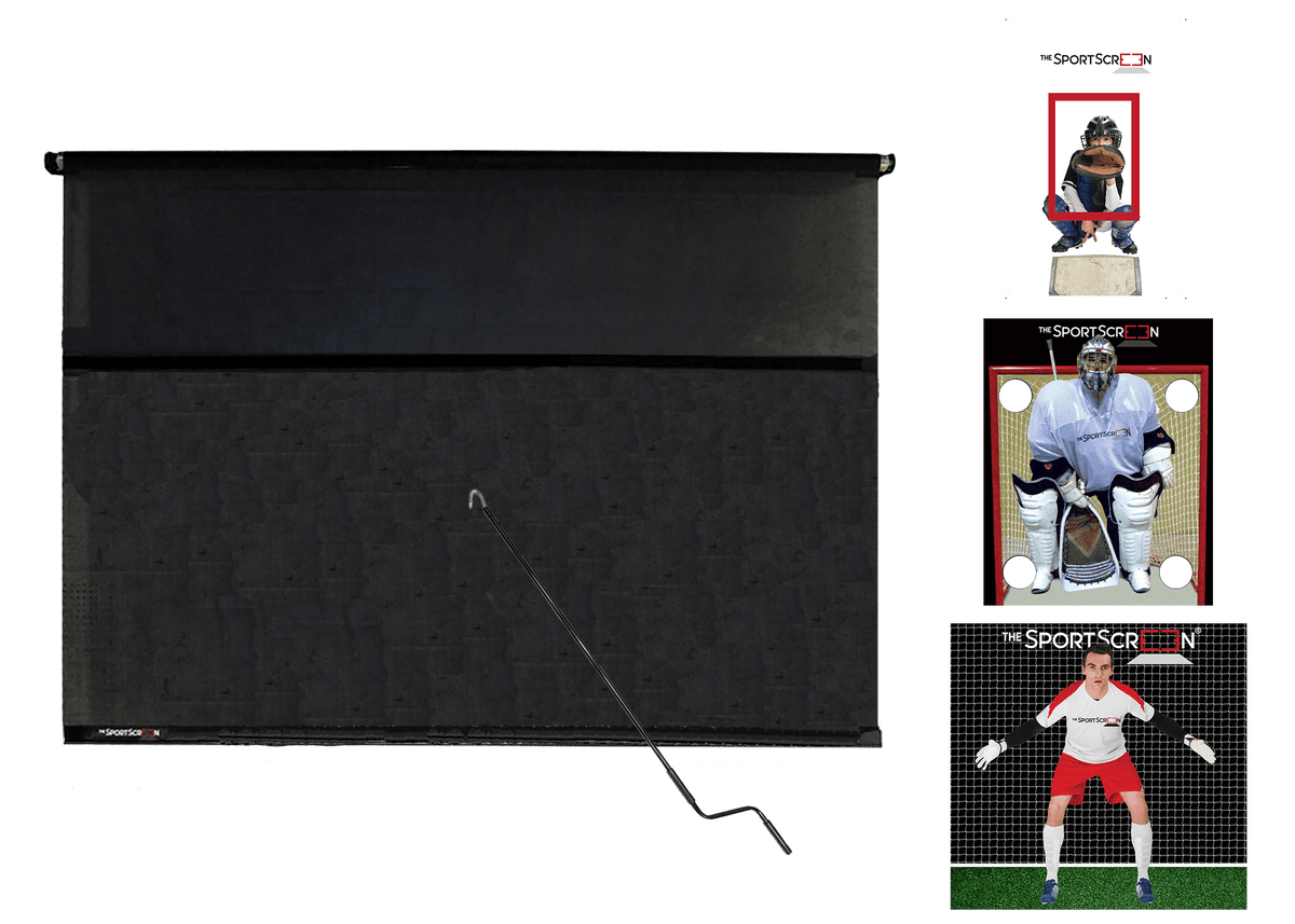 10ft Hand Crank Multi-Sport SportScreen Bundle with baseball, lacrosse and soccer velcro targets