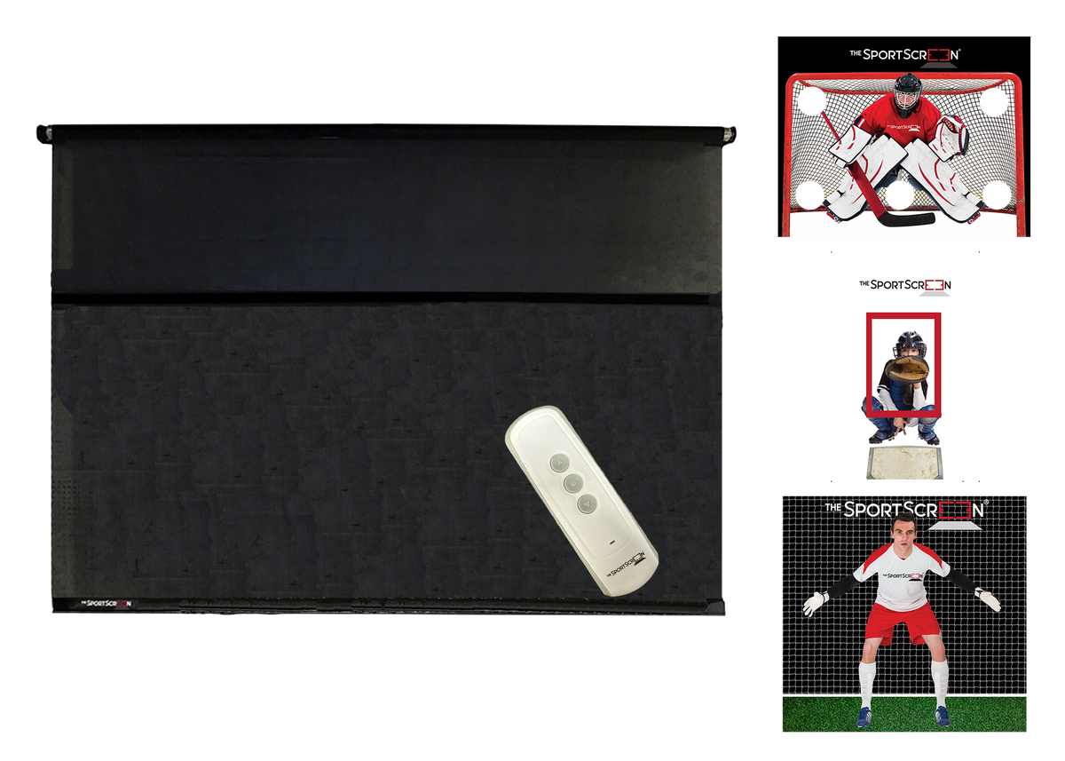 10ft Remote Control Multi-Sport SportScreen Bundle with red hockey, baseball and soccer targets, alternate image