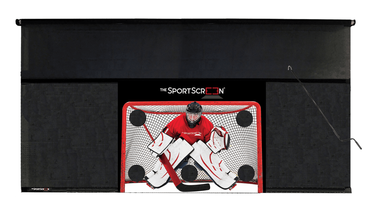 16ft Hand Crank Hockey SportScreen, retractable hockey shooting tarp