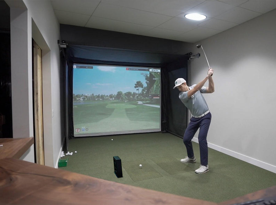 Vanish Golf Studio retractable golf enclosure with add-on accessories