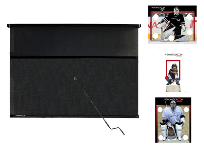 10ft Hand Crank Multi-Sport SportScreen Bundle with black hockey, baseball and lacrosse velcro targets