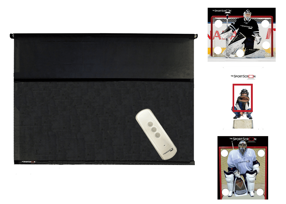 10ft Remote Control Multi-Sport SportScreen Bundle with black hockey, baseball and lacrosse velcro targets
