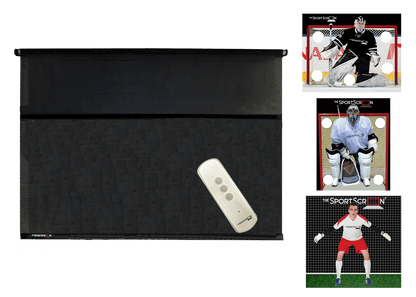 10ft Remote Control Multi-Sport SportScreen Bundle with black hockey, lacrosse and soccer velcro targets