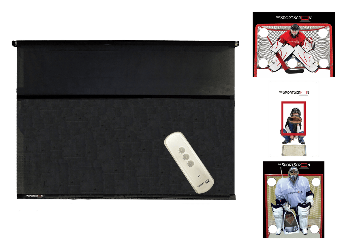 10ft Remote Control Multi-Sport SportScreen Bundle with red hockey, baseball and lacrosse velcro targets