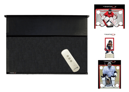 10ft Remote Control Multi-Sport SportScreen Bundle with red hockey, baseball and lacrosse velcro targets