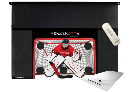 10ft Remote Control SportScreen Shooting Pad Bundle: hockey shooting tarp with red target and shooting pad