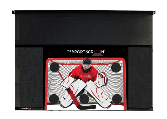 10ft sportscreen with red hockey target and no retraction
