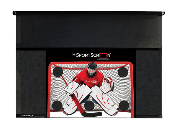 10ft sportscreen with red hockey target and no retraction