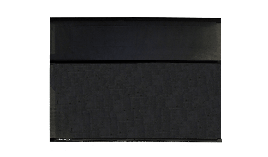 A 10ft wide by 10ft tall SportScreen, set up for indoor sports practice, showcasing its large, durable screen designed for hockey training.