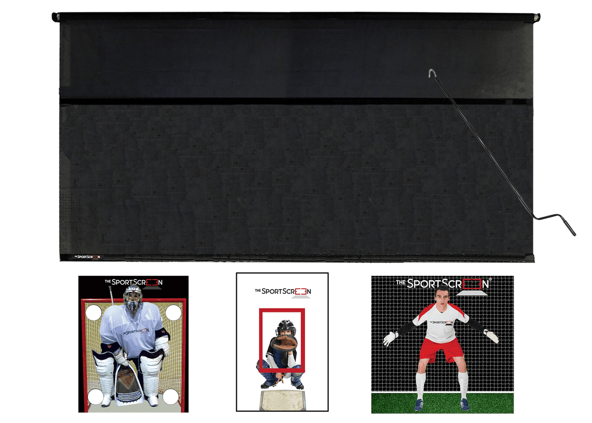 16ft Hand Crank Multi-Sport SportScreen Bundle with baseball, lacrosse and soccer velcro targets