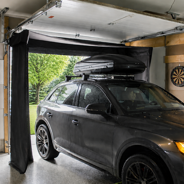 Vanish LITE 11 mounted around garage rails with car pulling into garage