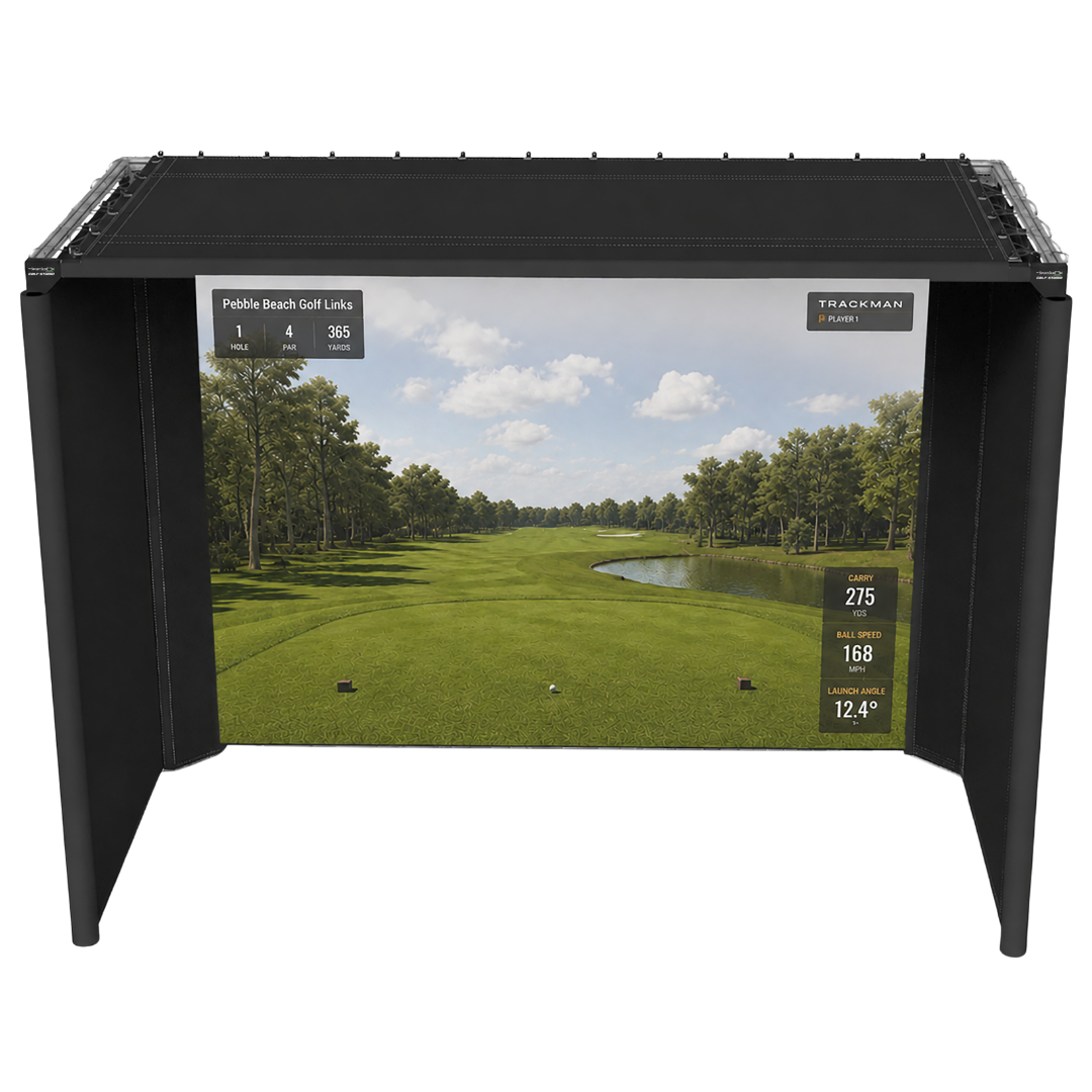 Parlour 13H golf enclosure with a golf course image projected on the screen