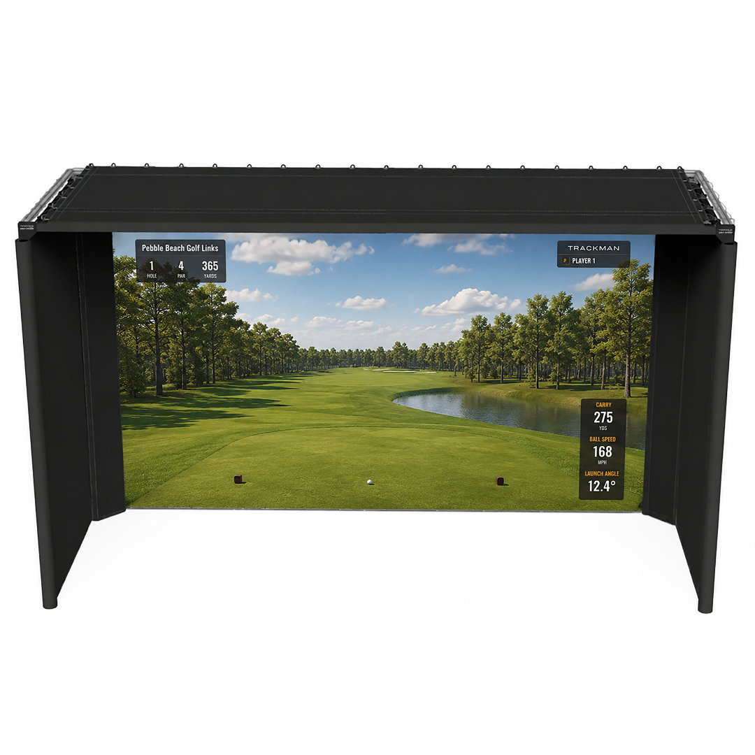 Parlour 16H golf enclosure with a golf course image projected on the screen