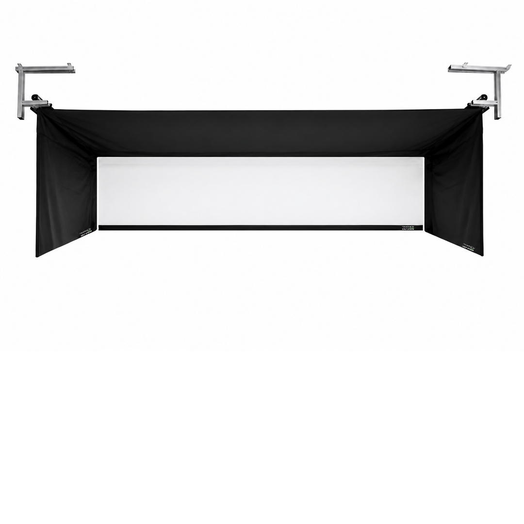 Vanish 13H retractable golf impact screen halfway retracted