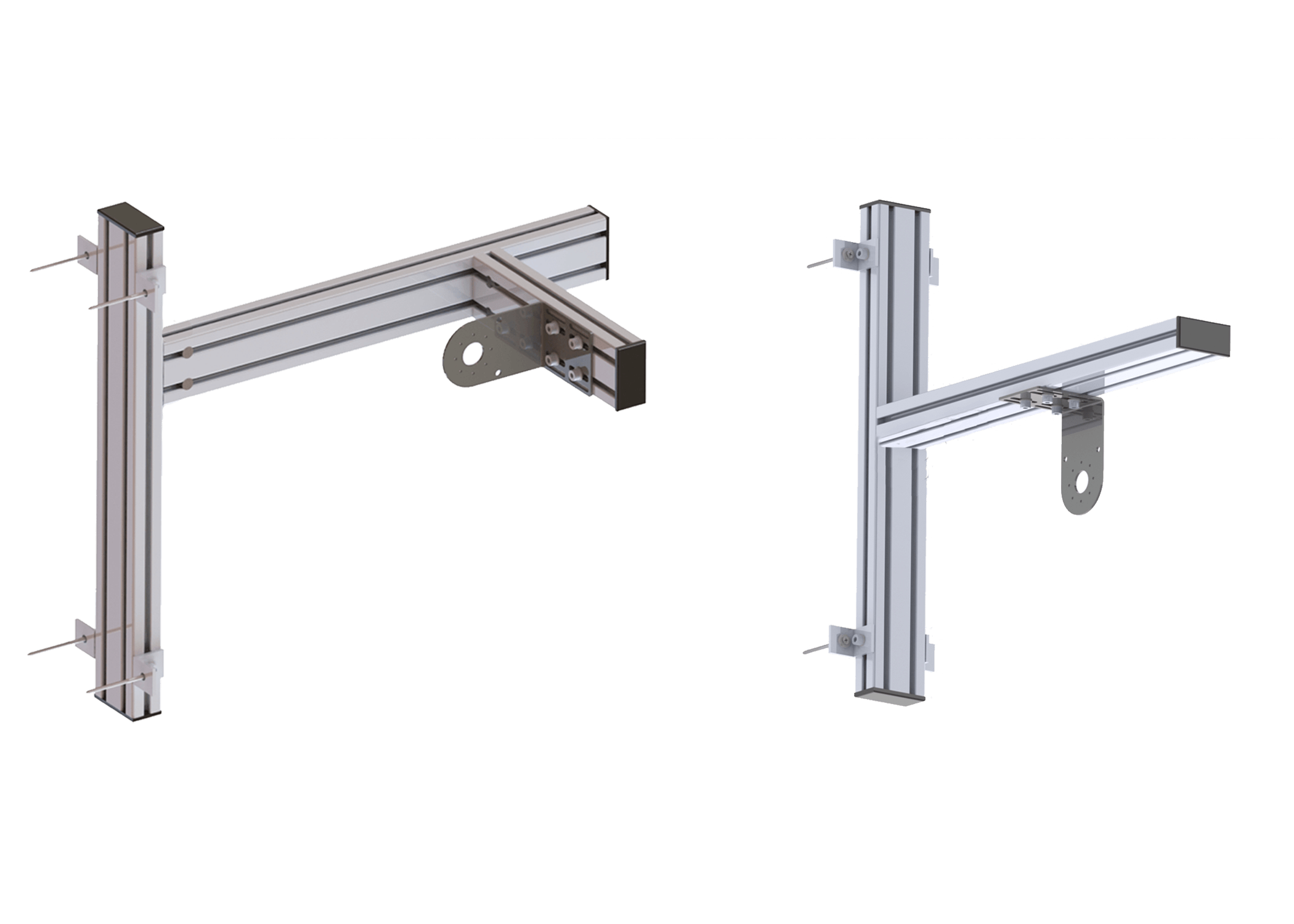 SportScreen versatile mounting bracket assemblies with 4080 aluminum in 3 and 2 piece mount orientations