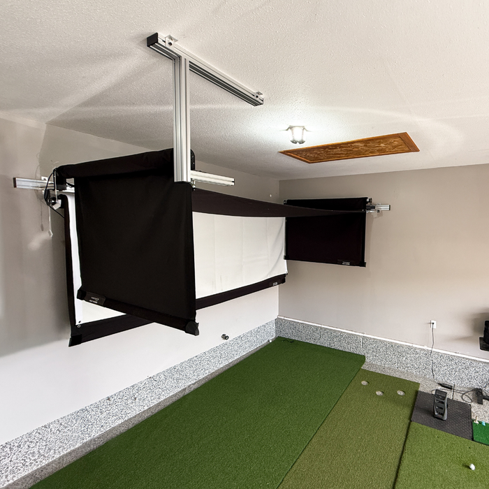 Golfprowannabes Vanish 11 semi-retracted with ceiling and wall mounts