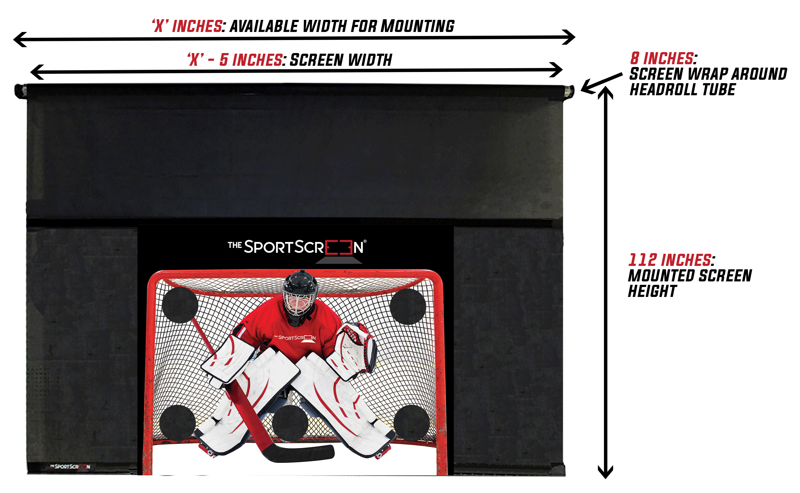 Custom SportScreen dimensions: width, height and mounting height