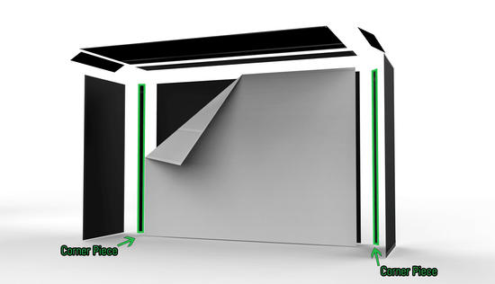 SportScreen Golf Studio corner piece, a 5" x 114" black Velcro-edged panel joining front and side screens