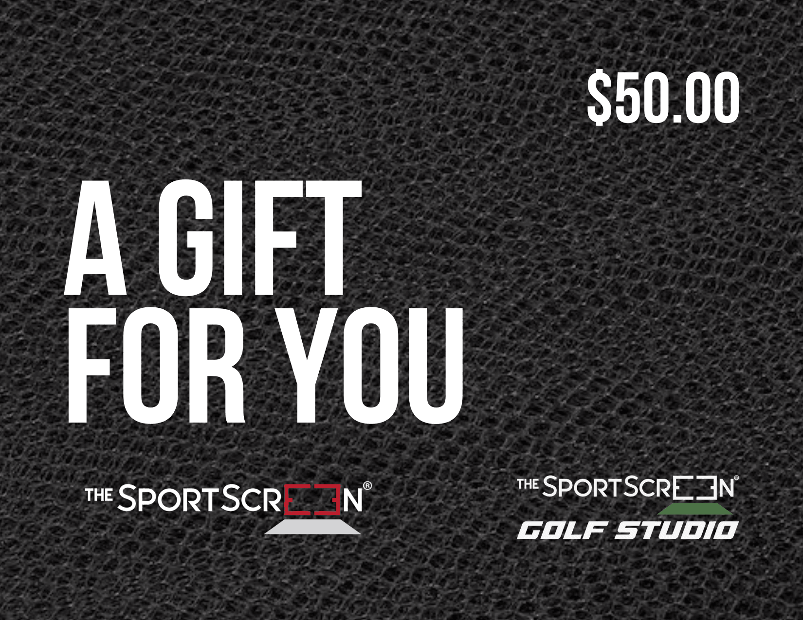 $50 SportScreen Gift Card – the perfect gift for athletes and golf enthusiasts, redeemable for SportScreen and SportScreen Golf Studio products to enhance training and gameplay.