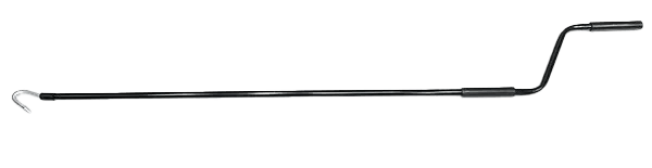 A hand crank with a hook, designed to easily raise and lower a SportScreen for adjustable height during practice.