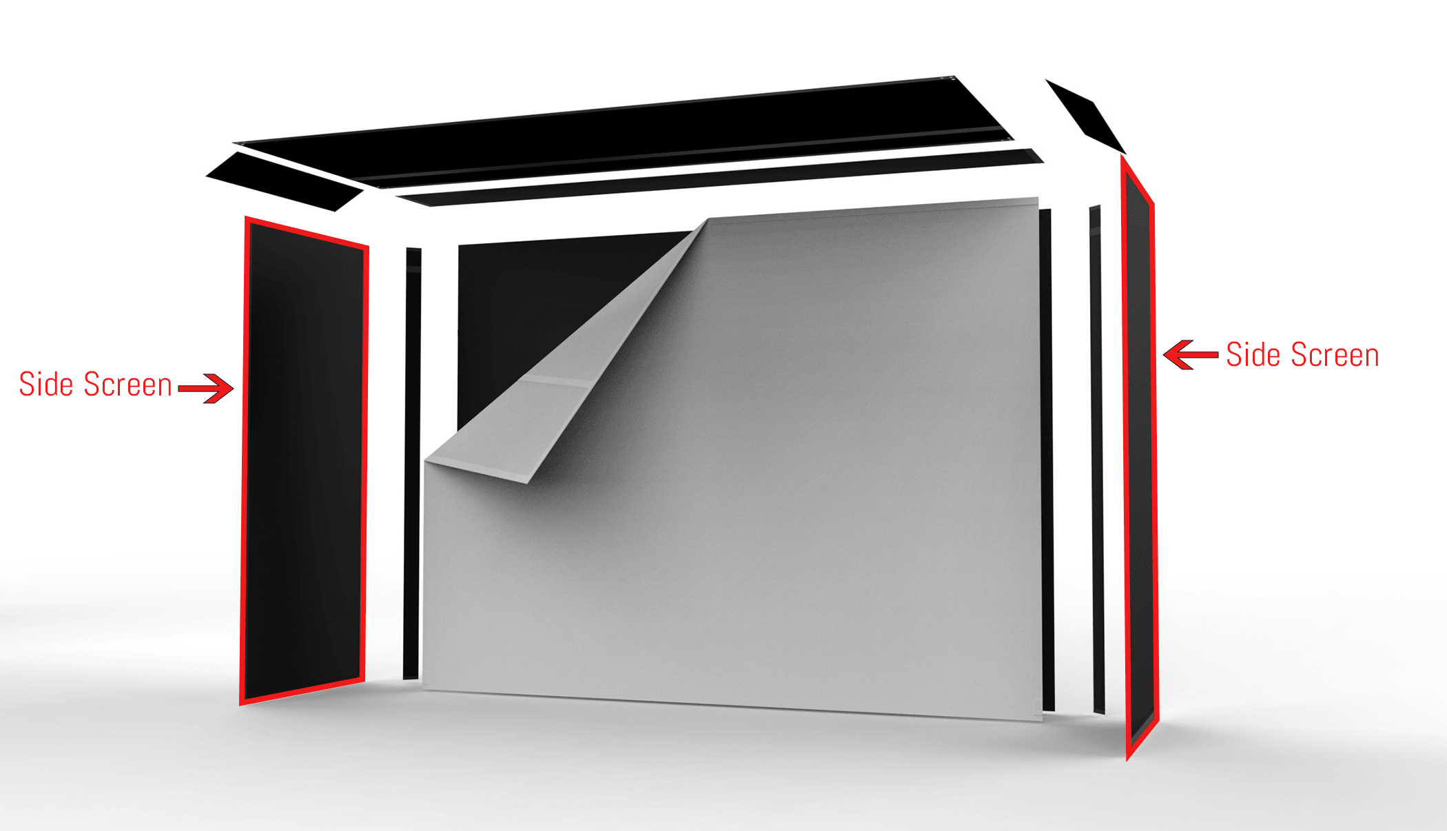 The SportScreen Golf Studio 5-foot retractable side screen – designed to protect your golf space from sideways shots, featuring Velcro edges for enclosure and available in motorized or manual retraction.