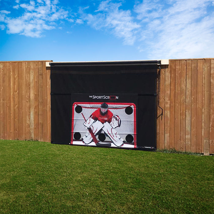 SportScreen wall mounted to fence outside