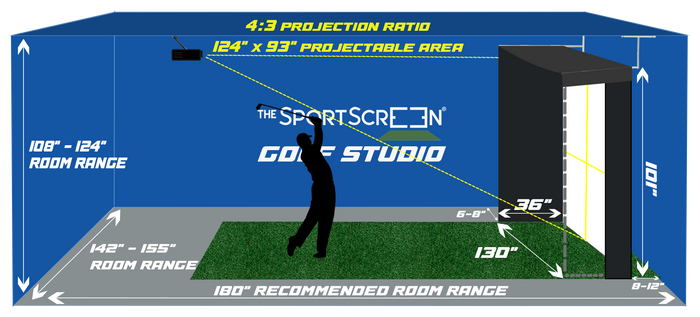Vanish LITE 11 golf enclosure room dimension diagram