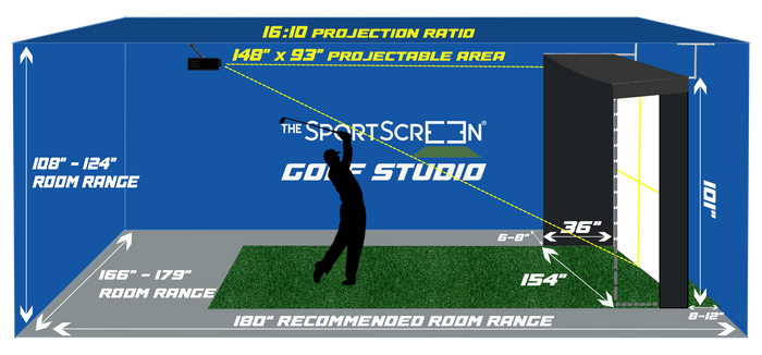 Vanish LITE 13 golf enclosure room dimension diagram