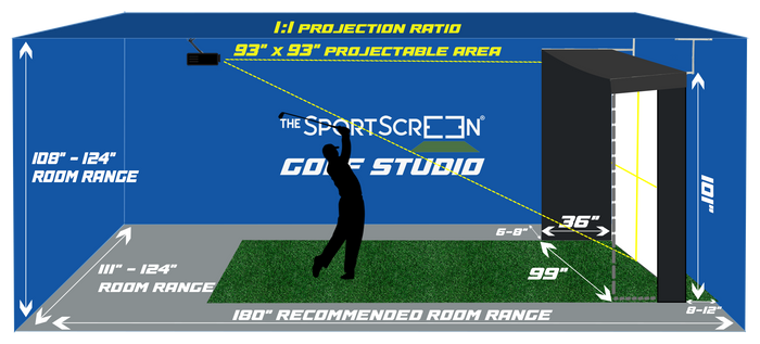 Vanish LITE 9 golf enclosure room dimension diagram