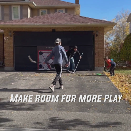 Video of kids playing hockey on their driveway with SportScreen