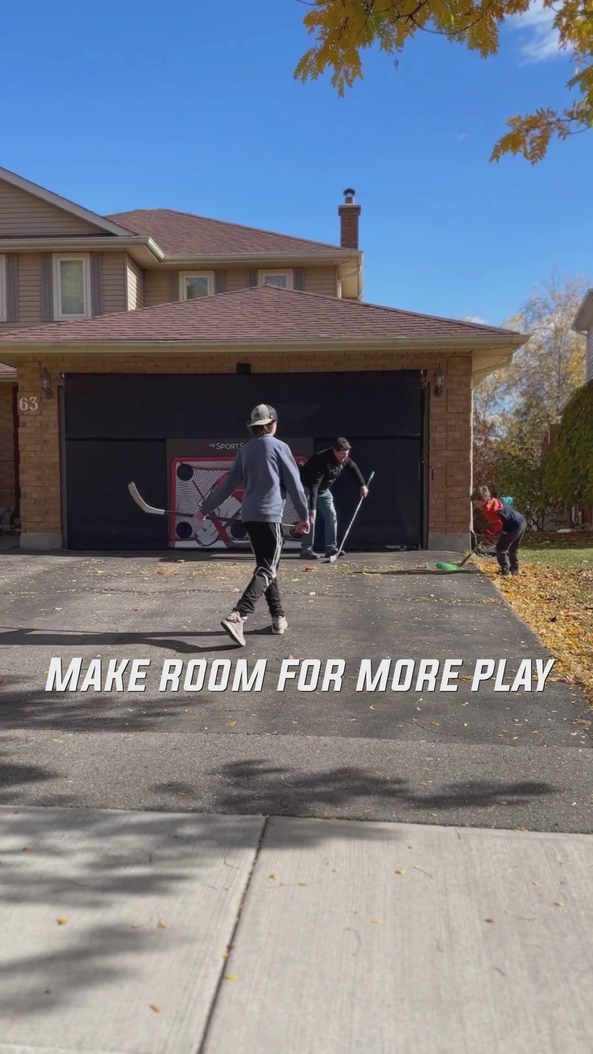 Video of kids playing hockey on their driveway with SportScreen