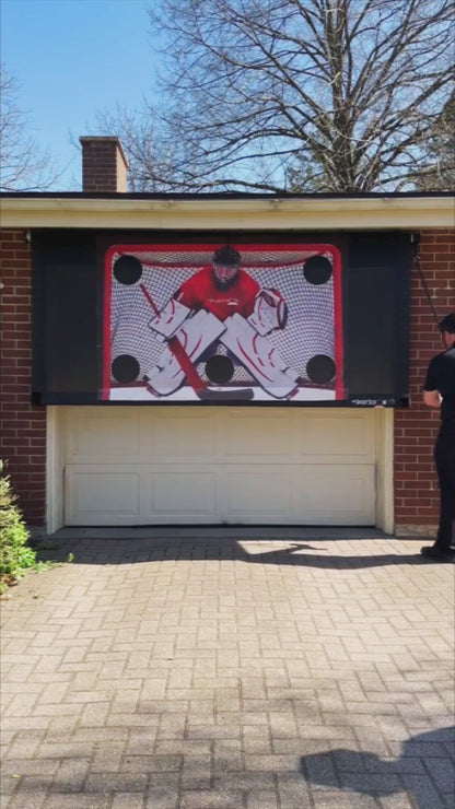 Multisport SportScreen showing multiple different sporting targets attached to SportScreen mid velcor