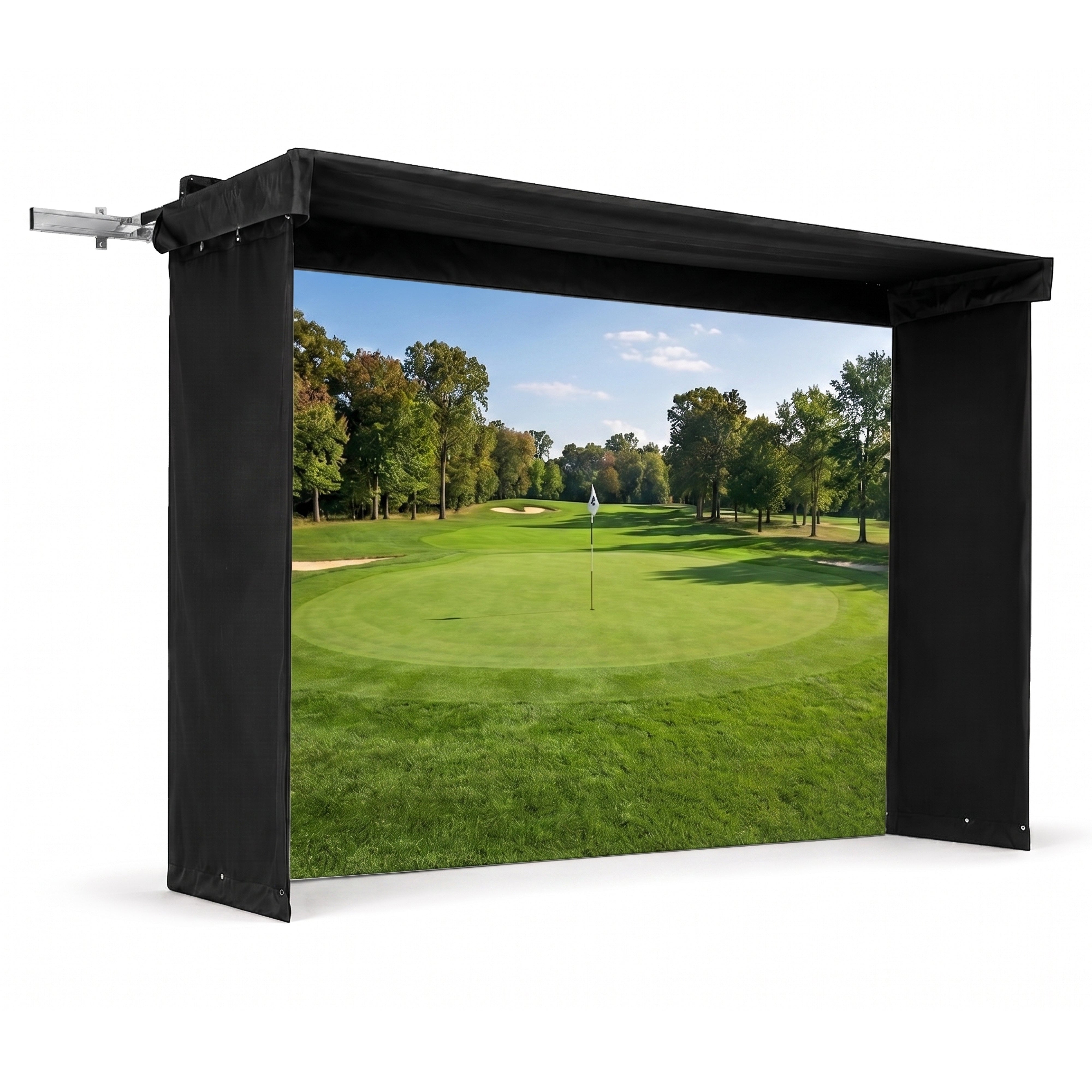 Vanish Lite 11 golf impact screen side view showing a projected image