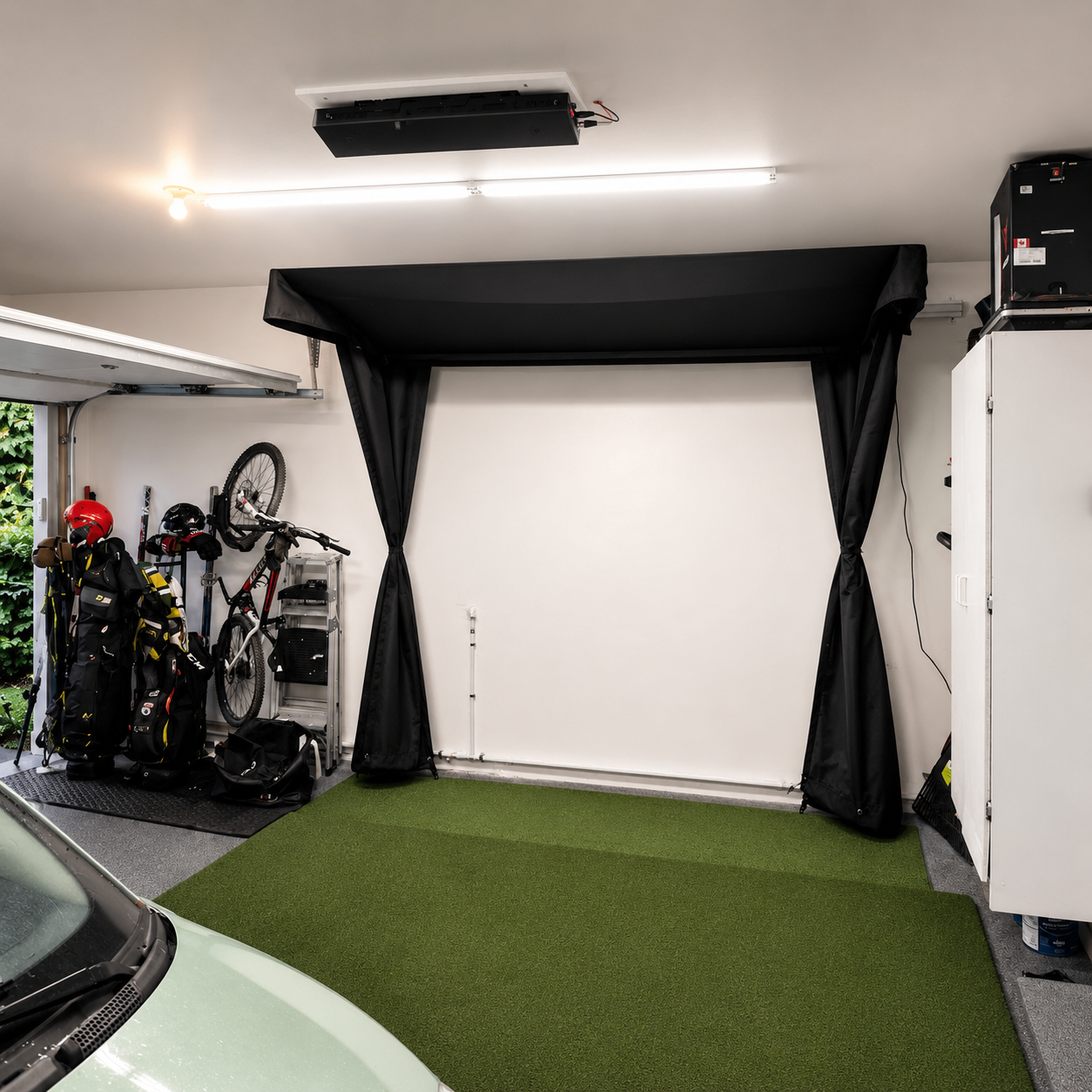 Vanish Lite 9 golf impact screen with the side screen pinned back